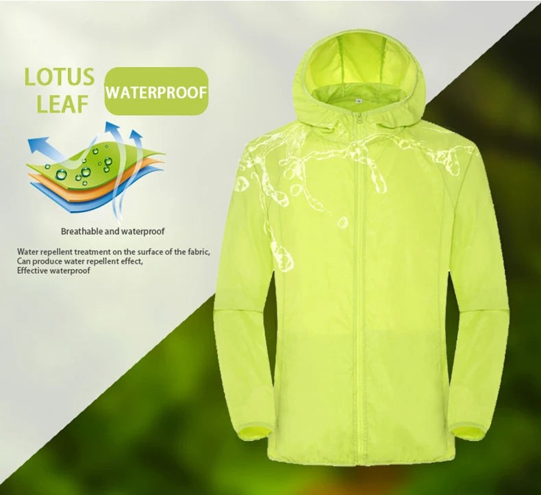 LNGXO Hiking Waterproof Jacket Women Men Camping Running Sun-Protective Windbreaker Quick Dry Outdoor Sport Rain Coat Unisex