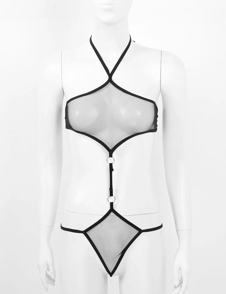 Sexy Womens Japan Erotic Teddies Swimwear See Through Sheer Lingerie Sissy Catsuit Backless Brazilian Bikinis Bodysuit Nightwear