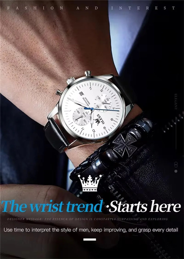OLEVS Original Men's Watches Top Brand Chronograph Quartz Watch for Men Waterproof Luminous Date Male Wristwatch Casual Luxury