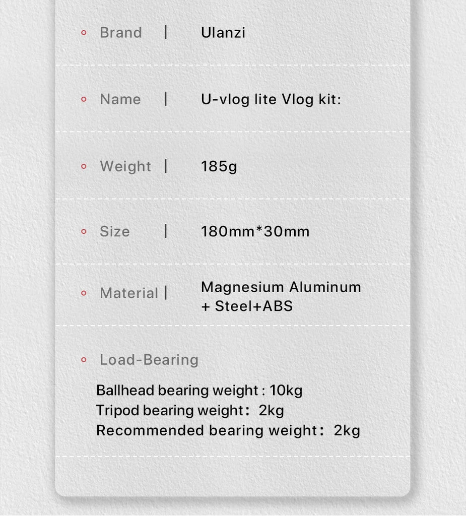 Ulanzi U-Vlog lite Mini Tripod with 360° Ball Head & Cold Shoe Selfie Stick Tabletop Tripod for Camera iPhone Android Phone DSLR