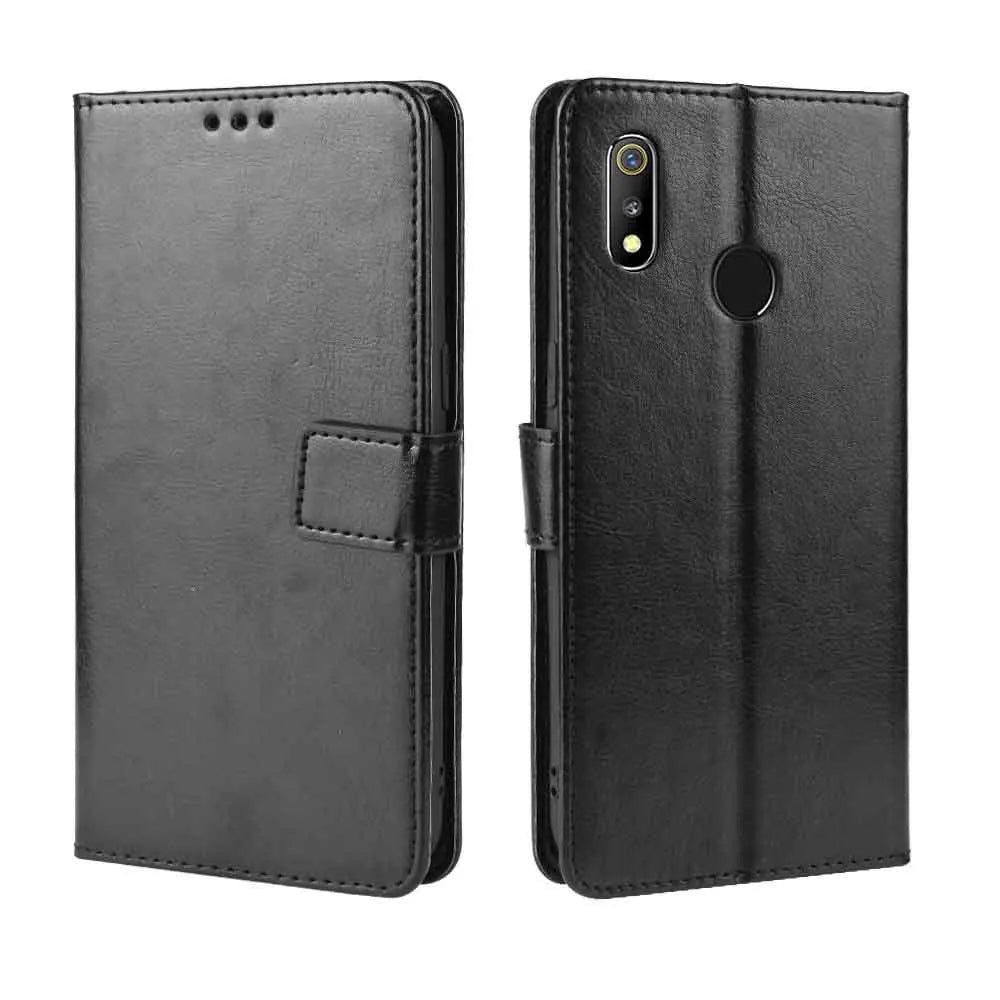 Leather phone case for OPPO Realme 3 3i 3pro / X lite / Realme X / AX7 Pro / A9 / K3 Cover Flip wallet with stand Retro Coque