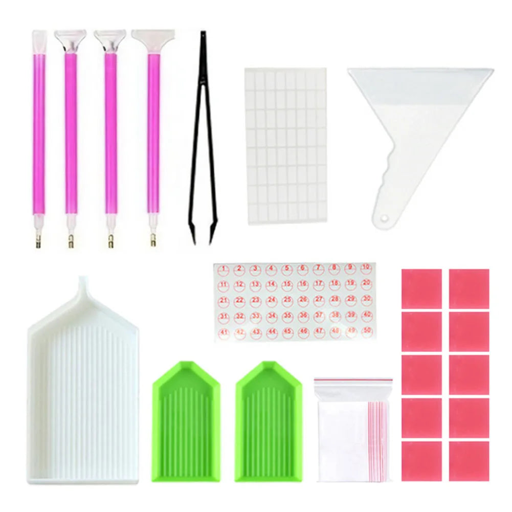 DIY Diamond Painting Accessories Rhinestone Cross Stitch 5D Embroidery Pen Painting Tools Set Mosaic Glue Pen Kit Tweezers