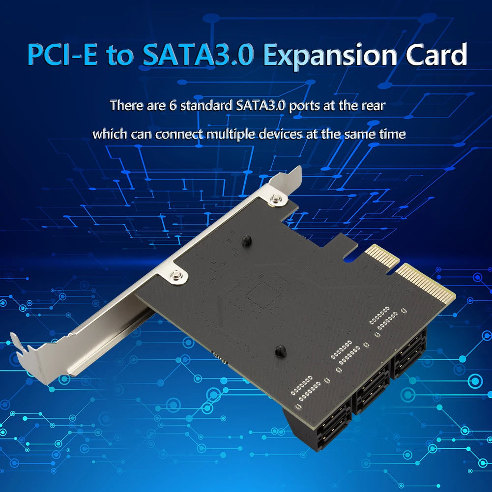 SATA PCIe Adapter 6 Ports SATA 3.0 to PCI Express x4 Expansion Card SATA III to PCI-E 3.0 X4 Controller for HDD ASMedia ASM1166
