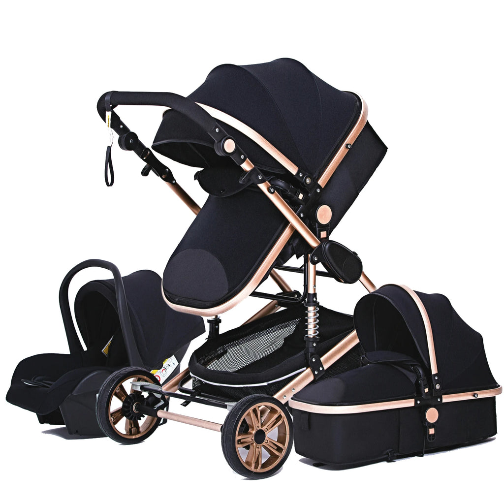 Luxurious Baby Stroller 3 in 1 Portable Travel Baby Carriage Folding Prams High Landscape Aluminum Frame Car for Newborn Baby