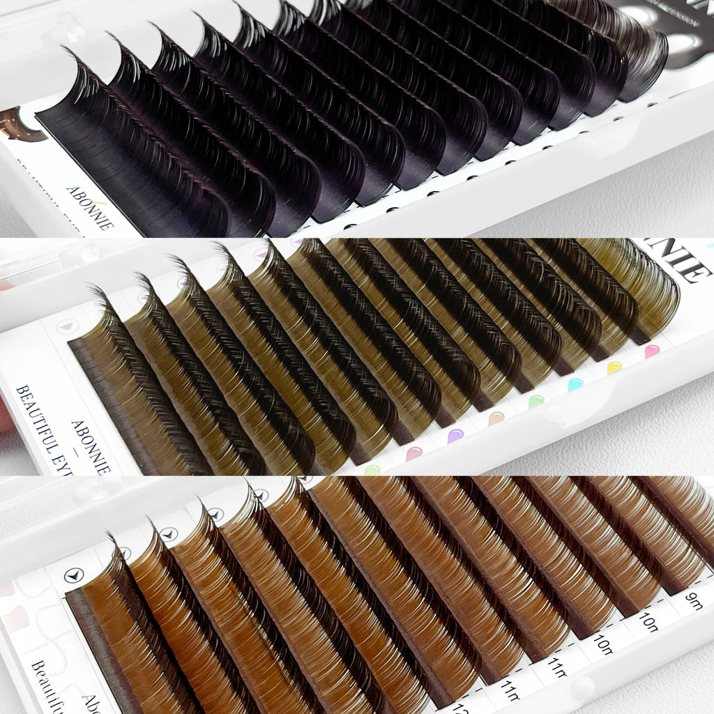 ABONNIE Dark Brown Eyelash Extension Mix 8-15mm Mink Individual Eyelash Lashes High Quality Color Natural Korean Eyelashes