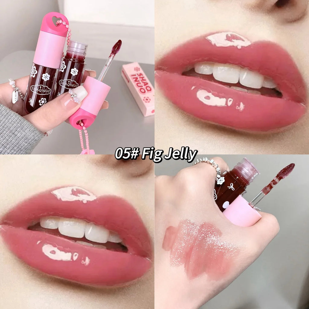 SHAQINUO Lustrous, tender and watery lip gloss, water-rich glass lips, mirror-like light makeup
