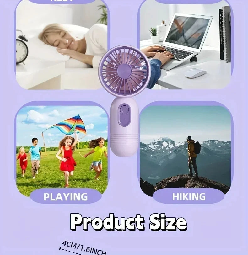 Mini Portable Fan USB Charging 3-Speed Handheld Small Fan Suitable for Office, Student Dormitory, Outdoor Travel and Camping