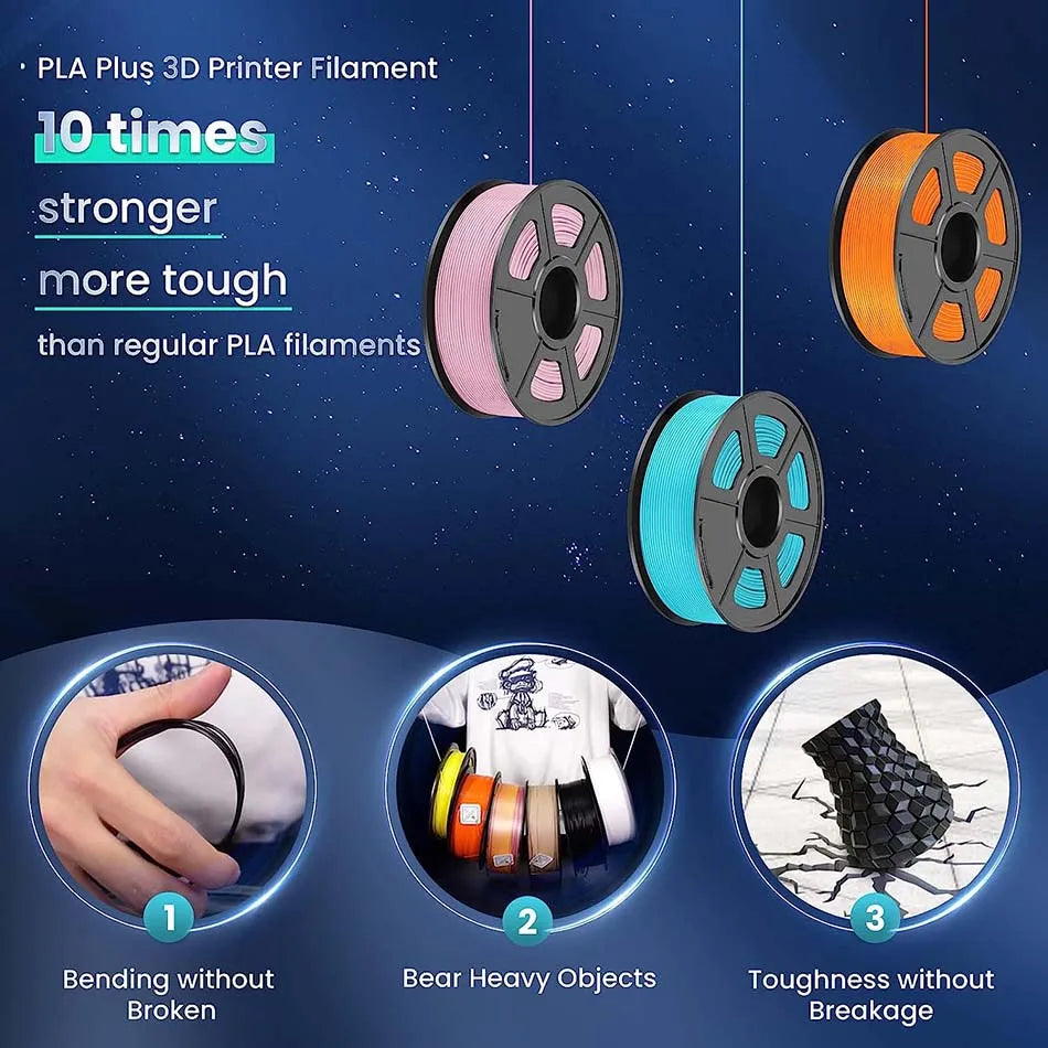 JAYO PLA + 3D Filament 1.75MM 10 Rolls PLA PLUS 3D Printer Filament Neatly Wound 3D Printing Filament 1.1kg Spool High Toughness