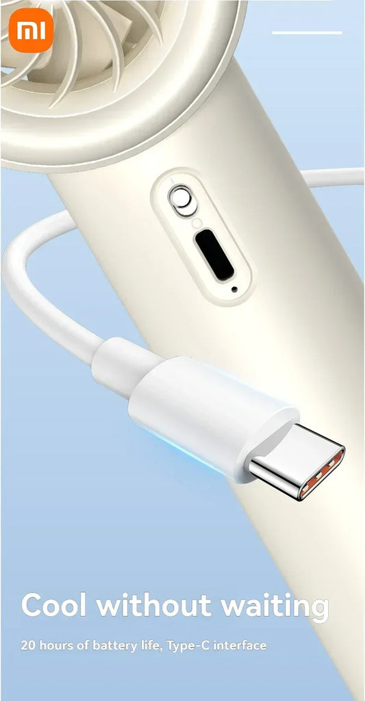 Xiaomi Ultra Silent Handheld Fan, 100 Speed USB Rechargeable Portable Mini Turbo Fan with LED Indicator for Office and Traveling