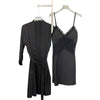 Sexy Female Nighty&Robe Set Lingerie Spring Summer Bathrobe Nightgown Two Piece Set Loose Silk Satin Home Dress Lounge Wear