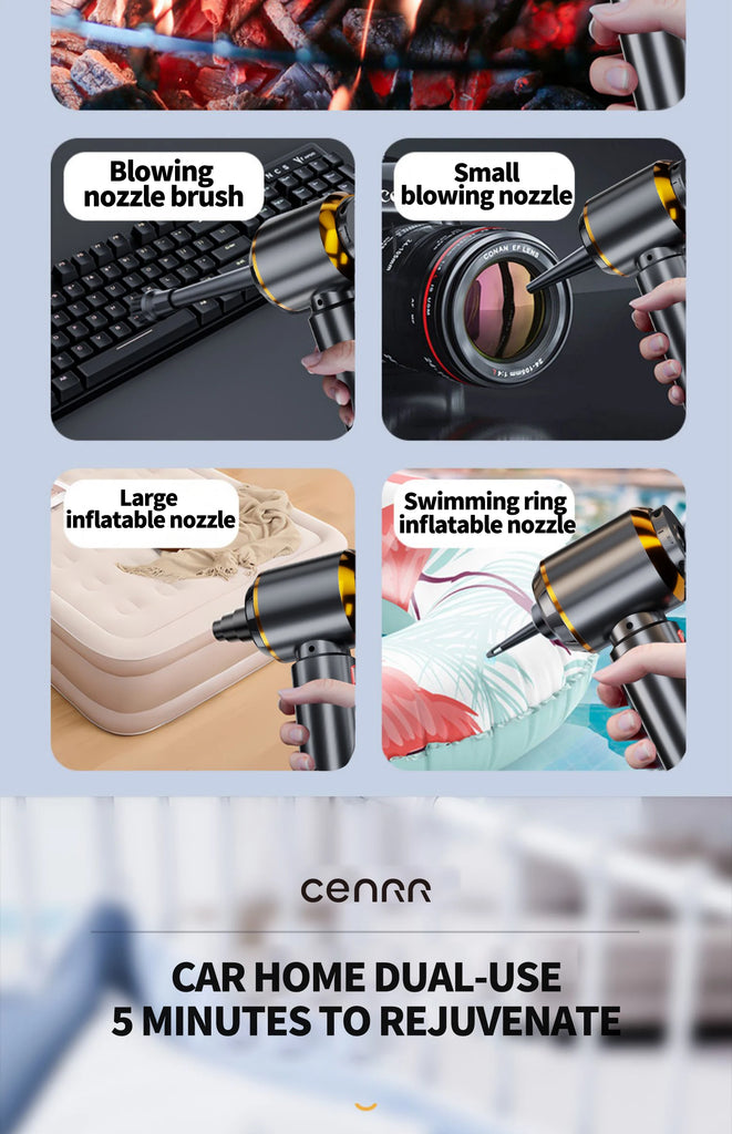 CENRR 998000PA Mini Car Vacuum Cleaner Cordless Powerful Wireless Car Cleaner HandHeld Portable Vacuum Cleaner Cleaning Machine