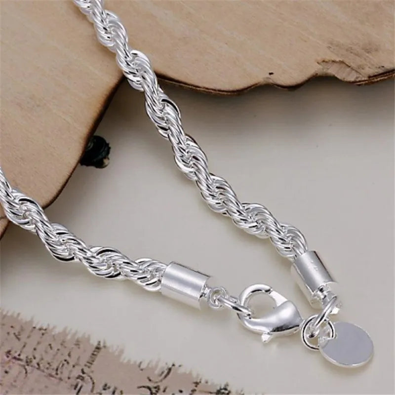 4MM electroplated twisted rope bracelet jewelry men's and women's fashion pendant charm sparkling jewelry