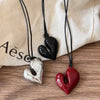 3 Colors Asymmetrical Acrylic Heart Pendant Necklaces for Women Aesthetic Love Leather Rope Neck Chain Jewelry for Girfriends K1