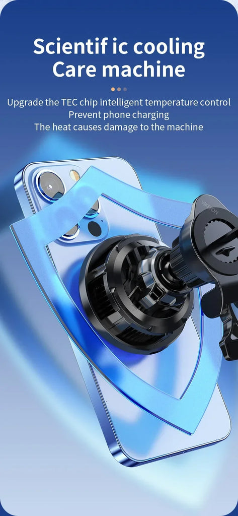 30W Ice Cooling Magnetic Wireless Car Charger Fast Charging Station for iPhone15 14 13 12 Pro Max MacSafe Car Phone Holder Stand