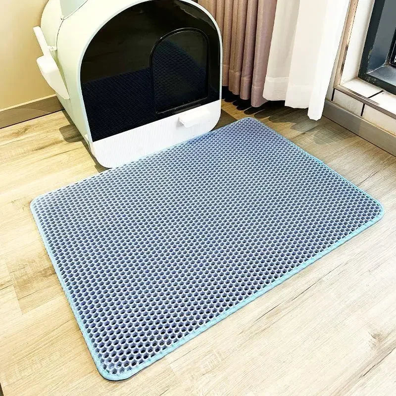 Cats Litter Mat Double Layer EVA Cat Litter Pad Large Hole Anti-Slip Sand Bowl Filter Mat Sandbox Mat for Cat Cats Accessories