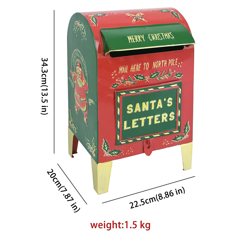 Santa Mailbox Farmhouse Christmas decorations Outdoor Garden Metal Mailbox Christmas Wishing Mailbox Leaving Message Post Box St