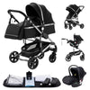 Luxury Baby Stroller 3 in1 Portable Travel Baby Carriage Fold Pram High Landscape Aluminum Frame Newborn Infant Stroller