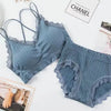 Sexy Seamless Tops Set High Waist Panties Women Wireless Underwear Suit Soft Padded Bras Set Backless Bralette Lingerie