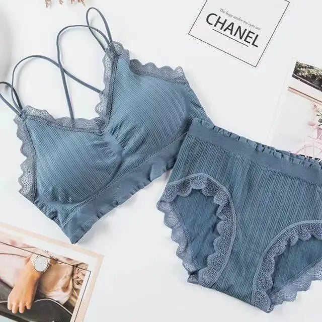 Sexy Seamless Tops Set High Waist Panties Women Wireless Underwear Suit Soft Padded Bras Set Backless Bralette Lingerie