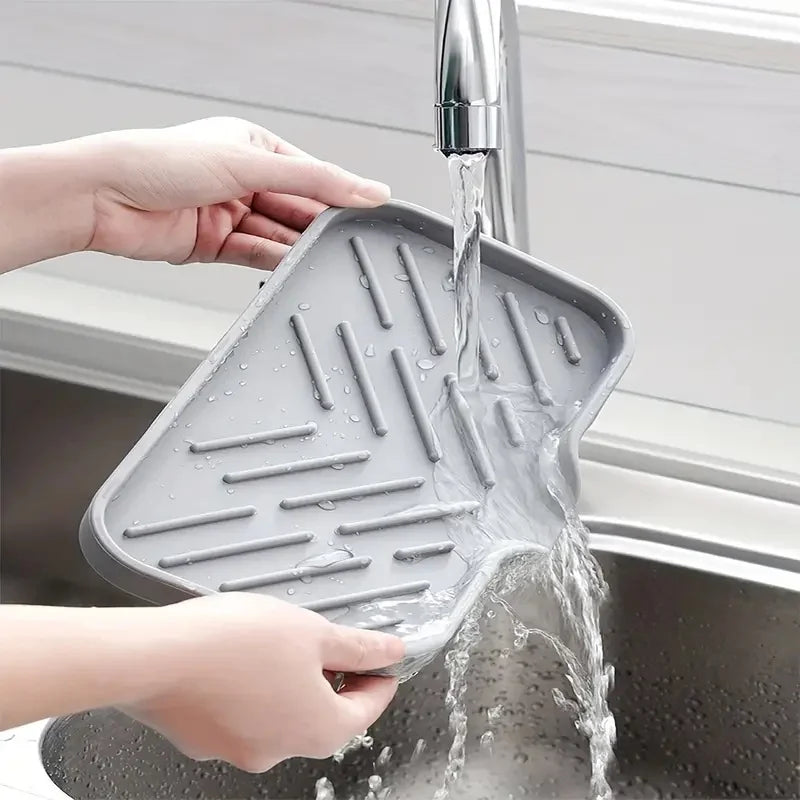 Sink Silicone Tray With drain Soap Sponge Storage Holder Countertop Sink Scrubber Brush Soap Storage Rack Kitchen Organizer
