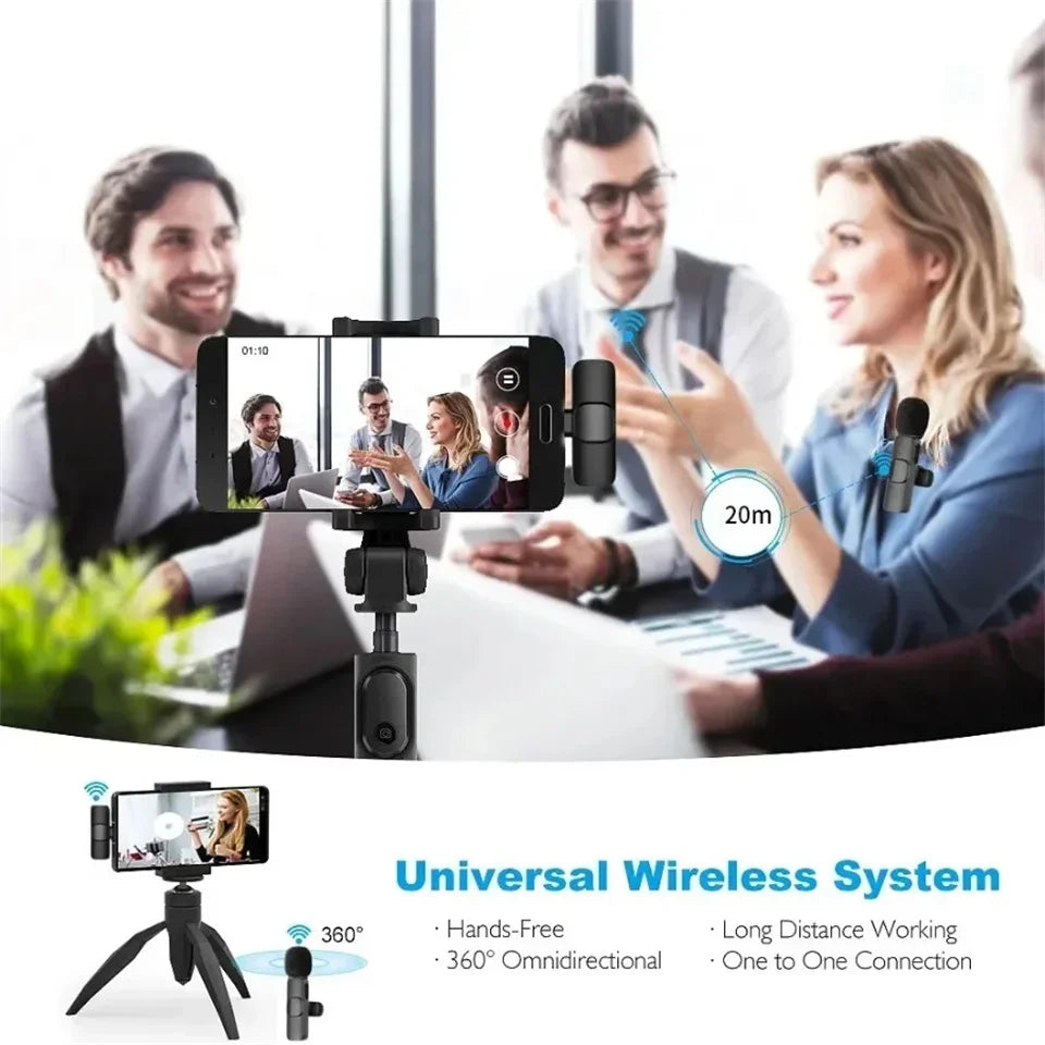 New Professional Wireless Lavalier Microphone for iPhone iPad Laptop Android Live Gaming Video Recording Interview Business Mic