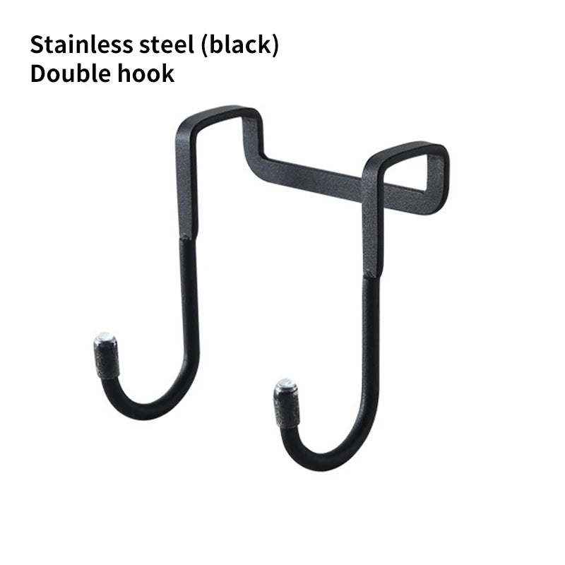 Stainless Steel Double S Hook Free Punch Wall Hanging Bathroom Kitchen Door S Hook Towel Storage Rack