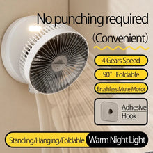Load image into Gallery viewer, Foldable Desktop Fan Mini  Wall-Mounted Fan With Warm Night Light Rechargeable 4 Gears Adjustable Portable Air Circulation Fan - Mighty Dollars