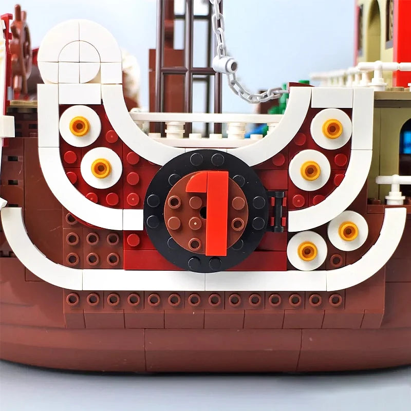 Creative Thousand Sunny Ship Model Building Block Cartoon Anime 9 Figures Pirate Boat Brick Toys Christmas Gifts for Kid 1551pc
