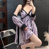 Female Nighty&Robe Set Sleepwear Summer Bathrobe Nightgown Sexy Lace Suspender Nightdress Home Dressing Gown Rayon Nightwear