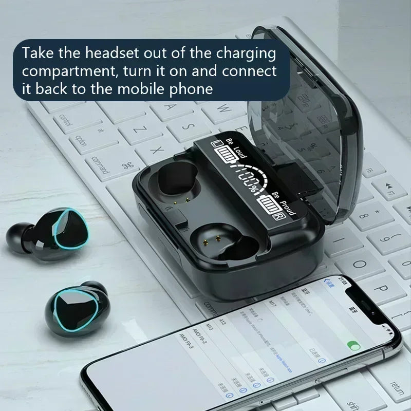 Bluetooth Earphones Handfree LED Dispay Bluetooth Headphones HiFi Stereo Music Wireless Earbuds Waterproof Gaming Headset
