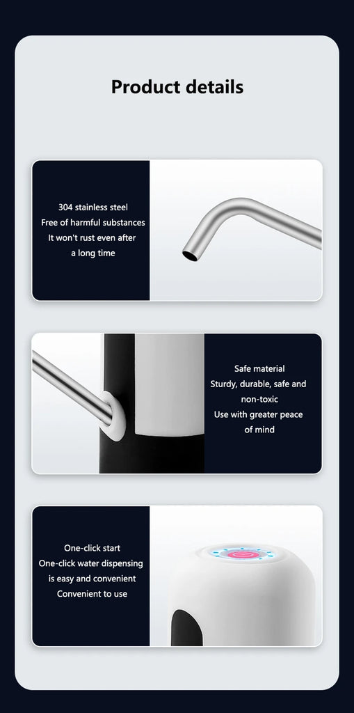 Xiaomi Electric Wireless Pumping Water Bottled Automatic Dispenser Bottle USB Rechargeable Electric Water Dispenser Bottle New