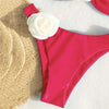Sexy Flower Bandeau Swimwear Thong Bikini 2025 Women Lace-up Swimsuit Swimming Bathing Suit Brazilian Bikinis Sets Mujer Biquini