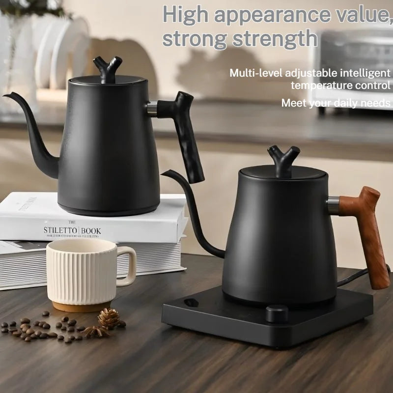 1000ML Smart Temperature Control Electric Kettle - Auto Shut-Off & Boil-Dry Protection - Stainless Steel Pour-Over Coffee &