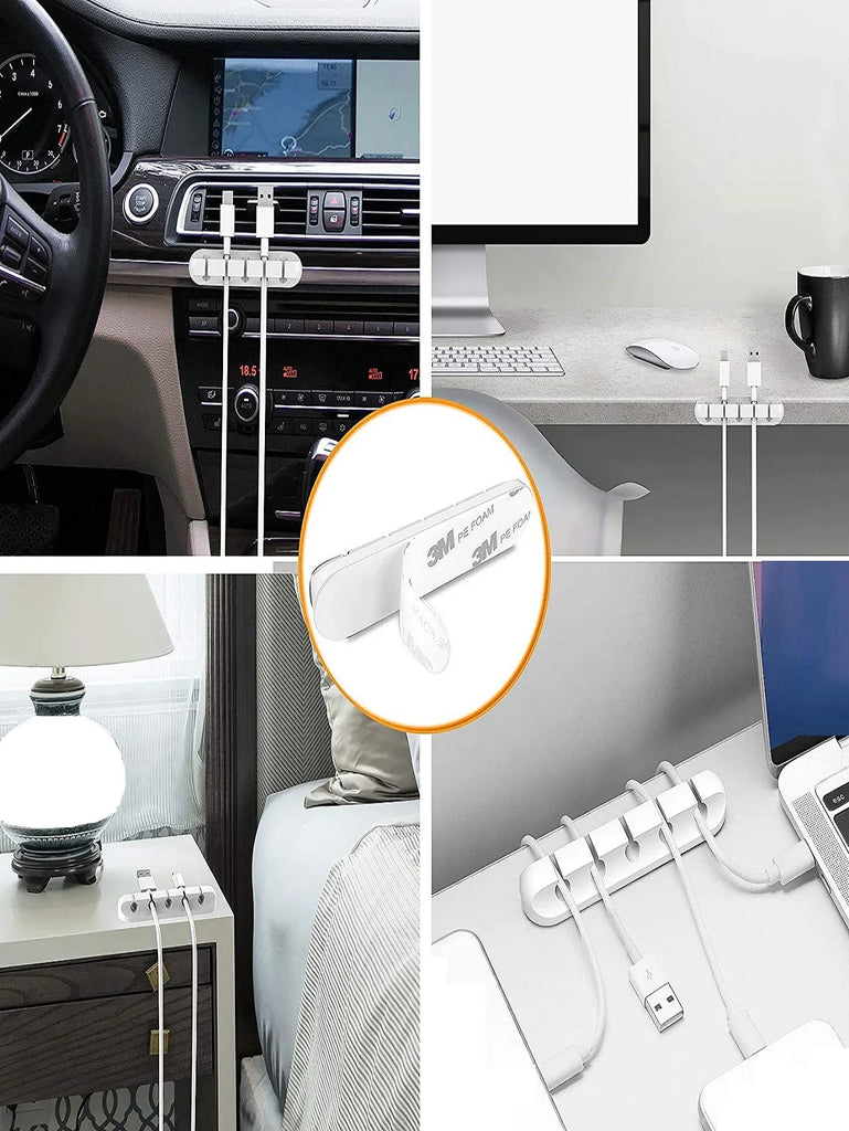 Cable Cord Wire Organizer Silicone USB Cable Winder Management Clips Self Adhesive for Mouse Keyboard Headset For iPhone Huawei