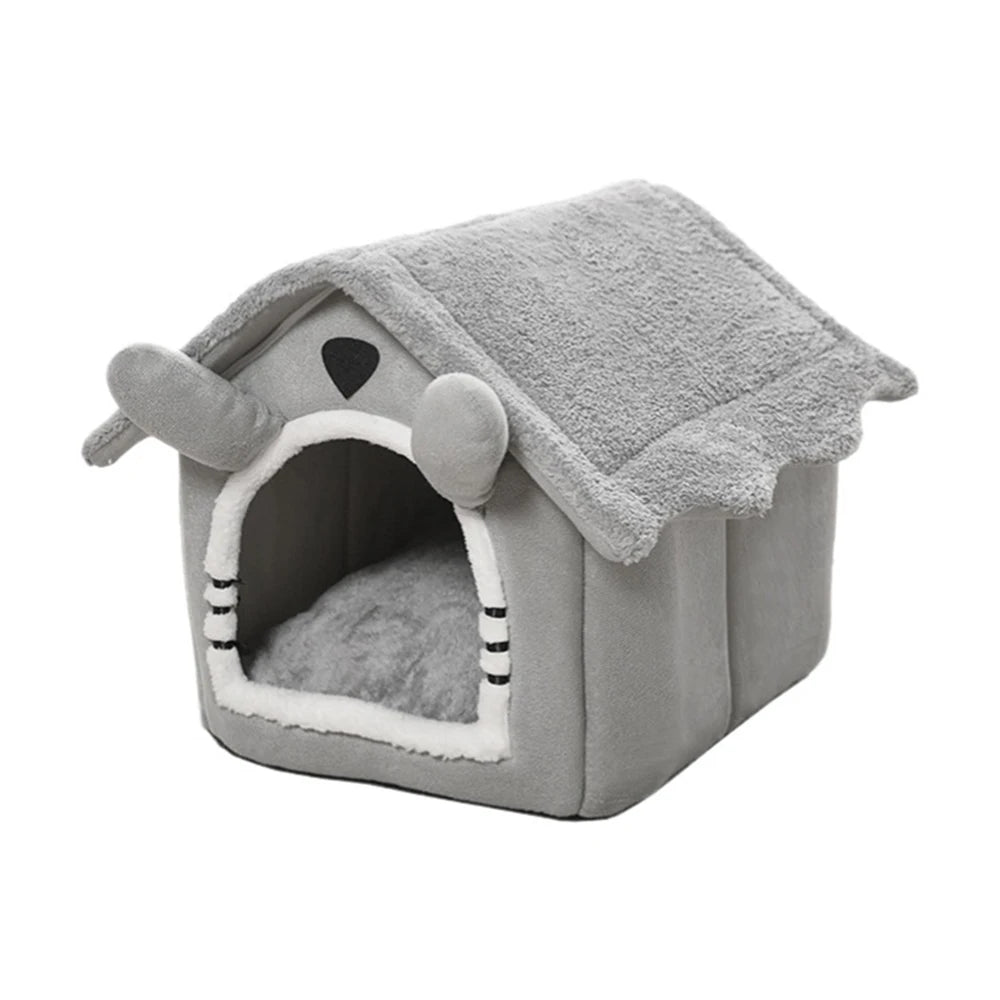 1PC Gray Detachable Cat House Semi-Enclosed Four-Season Universal Pet Nest Small Pet Shelter Washable Pet Supplies