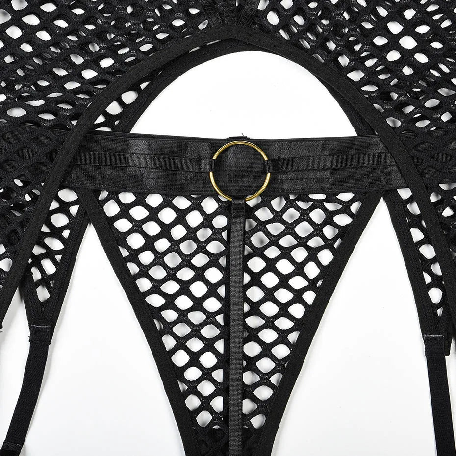 JSY Sexy Lingerie Set For Women's Body Underwear Transparent Mesh Nightgown Bodysuit Sleepwear Erotic Lingerie Porno Costumes