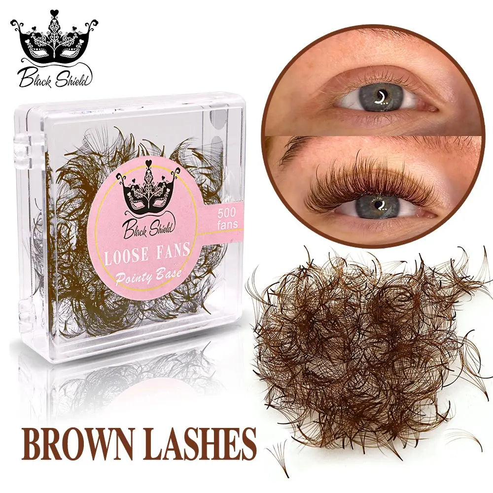 500 Fans Colored Dark Brown Premade Fan Lash Extensions Light Brown Thin Pointy Base Loose Promade Volume Lashes Makeup supplier