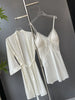 Sexy Female Nighty&Robe Set Lingerie Spring Summer Bathrobe Nightgown Two Piece Set Loose Silk Satin Home Dress Lounge Wear