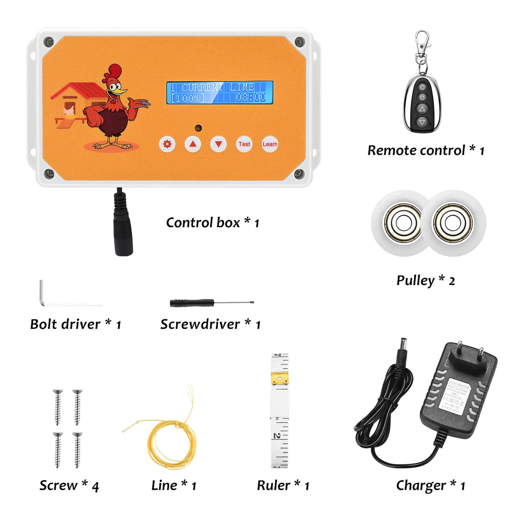 Automatic Chicken Door,Chicken Door Control Box,Chicken Door with Remote Control and Timer and Light Sensitive,4kg Traction