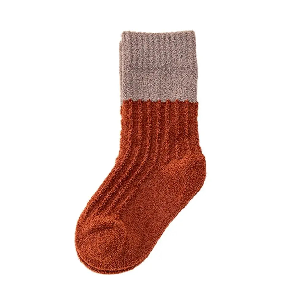 Winter Children Home Sleeping Socks  Indoor Socks Patchwork Color  Socks Mid Tube Socks Striped Socks Floor Socks