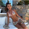 Sexy Sequin Bikini Skirt Sets Women Halter Backless Sleeveless Bikinis Lace Up Slim Mini Skirts Set 2025 Summer Lady Beach Suits