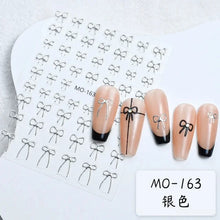Load image into Gallery viewer, Lovely Gold Silver Black White Line Bowknot 3D Self Adhesive Nail Art Decorations Stickers Ribbon Cute Manicure Decals Wholesale