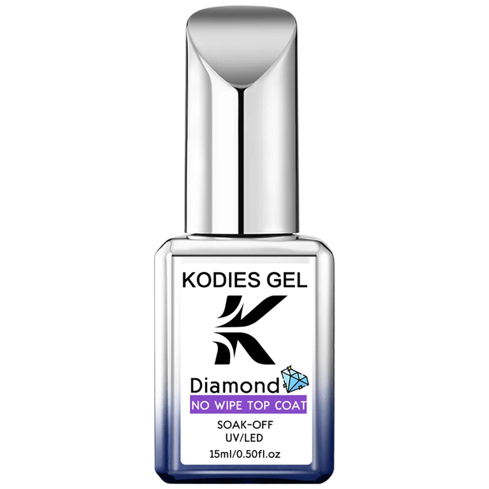 KODIES GEL NEW Super Shine Top Coat Gel Nail Polish UV Diamond Topcoat No Wipe Sealer Gel Finish Manicure Nail Art Salon Quality