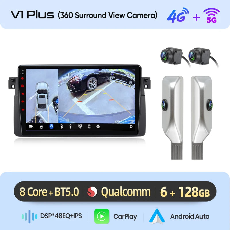 Junsun Wireless CarPlay for Apple Android Auto Car Radio for BMW E46 M3 X5 1998-2006 GPS RDS Touch Screen