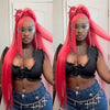 40 Inch Hot Pink Transparent Lace Front Wig Human Hair 13x6 Lace Frontal Wigs For Women Long Straight Colored Human Hair Wigs