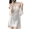 Sexy Lace Wedding Nighty&Robe Set Dress New Women Nightwear Suspender Nightgown Chemise Sleepwear Lingerie Silk Satin Home Wear