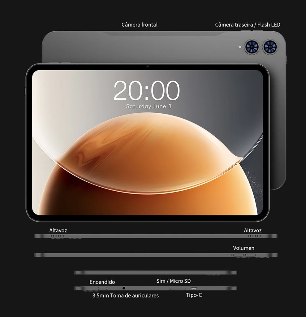 Teclast T65 Android 16 Tablet 13.4 inch 1920x1200 120Hz T7280 8-Core Max 20GB RAM(8GB+12GB Expansion) 128GB ROM 4G LTE 8000mAh