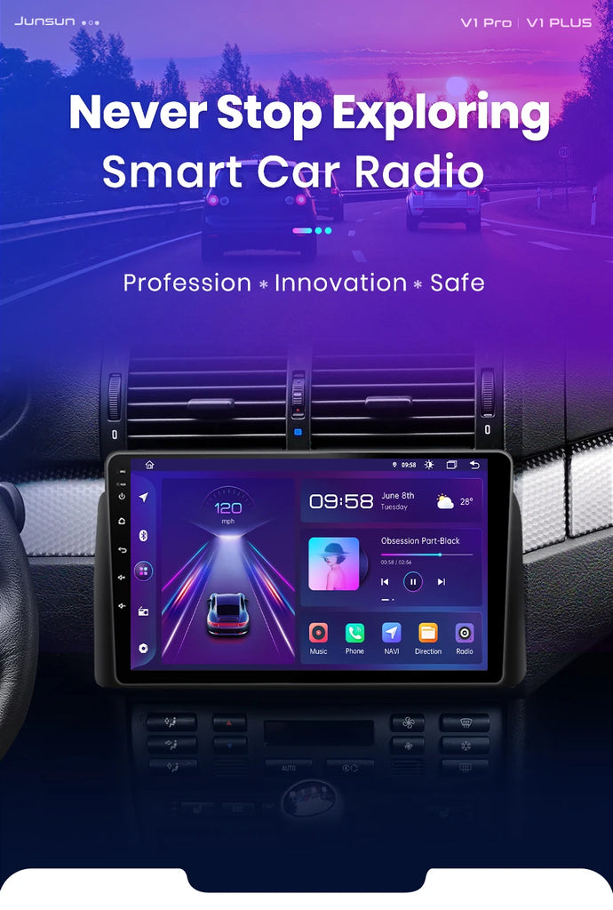 Junsun Wireless CarPlay for Apple Android Auto Car Radio for BMW E46 M3 X5 1998-2006 GPS RDS Touch Screen