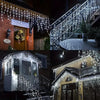 NEW 2024 Christmas Decorations Lights Solar Icicle Curtain Lights 8 Modes Outdoor Waterproof Garden Party New Year Decoration