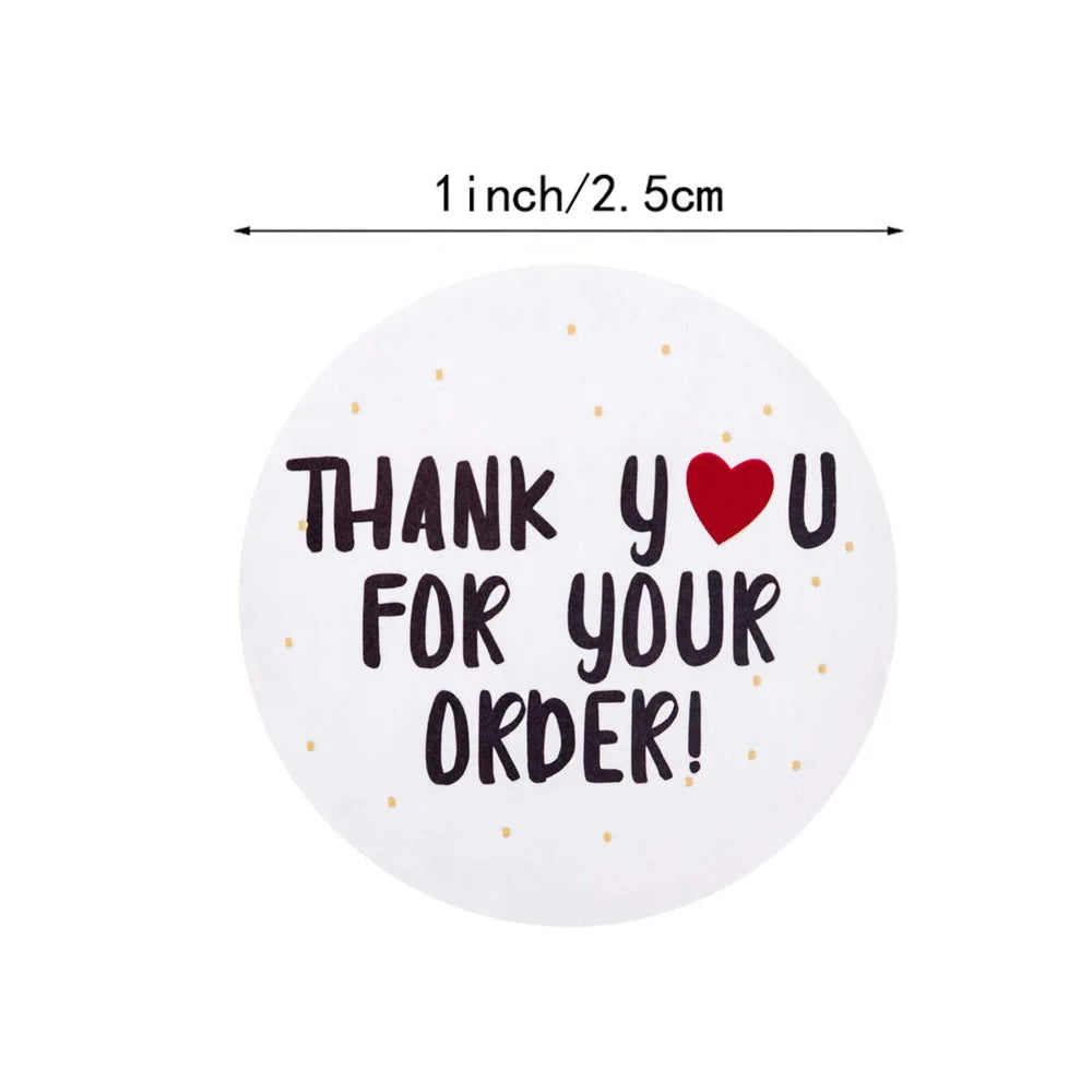 50-500pcs thank you for your order sticker white labels sticker Heart Thanks for Shopping Small Shop Local Handmade sticker
